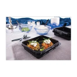 SOLO Creative Carryouts Hinged Plastic Hot Deli Boxes - Medium, Black/Clear (200/Carton)