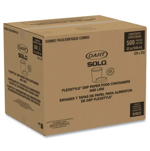 SOLO KHB32A-J8000 32 oz Flexstyle Double Poly Paper Food Combo Packs - Symphony (500/Carton)