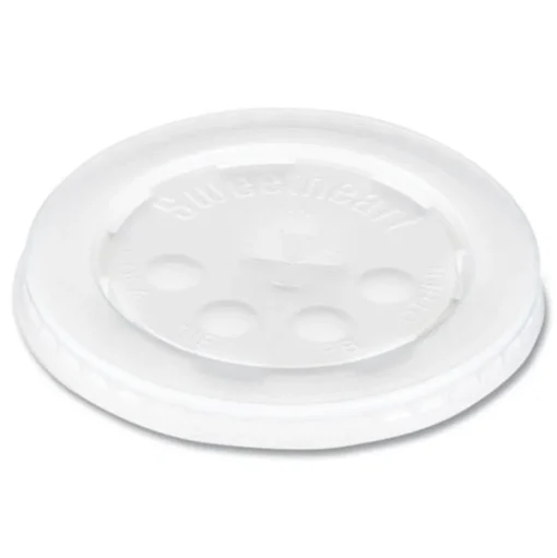 SOLO Polystyrene Plastic Flat Straw-Slot Cold Cup Lids Fits 12 oz to 24 oz Cups - Translucent (125/Pack, 16 Packs/Carton)