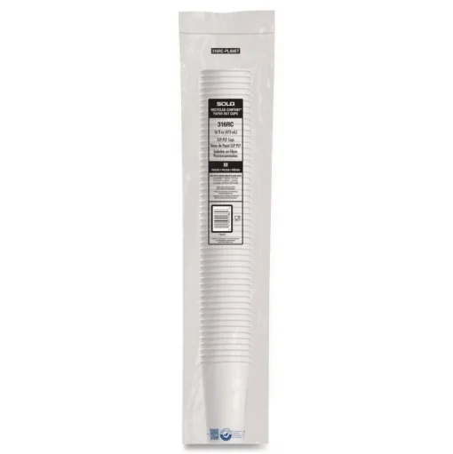 SOLO Recycled Content PCF Paper Hot Cups ProPlanet Seal 16 oz White/Blue (1000/Carton)
