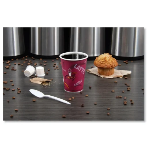 SOLO 412SIN-0041 12 oz. Paper Bistro Design Hot Drink Cups - Maroon (1000/Carton)