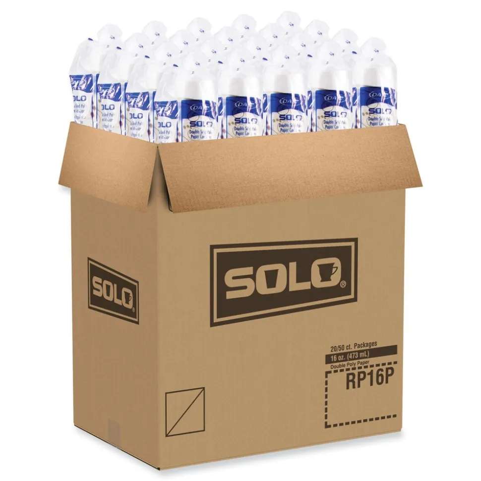 SOLO Symphony 16 oz. Paper Cold Cups - White/Beige (1000/Carton)