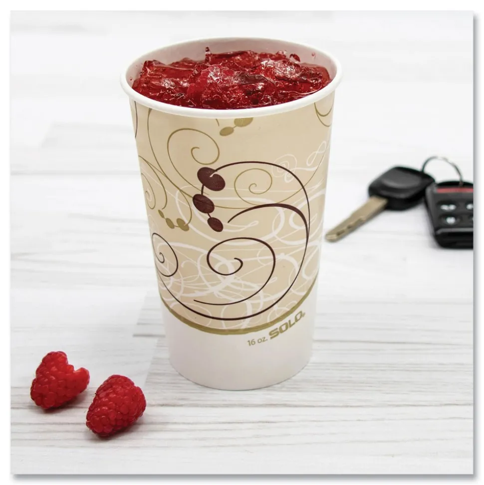 SOLO Symphony 16 oz. Paper Cold Cups - White/Beige (1000/Carton)
