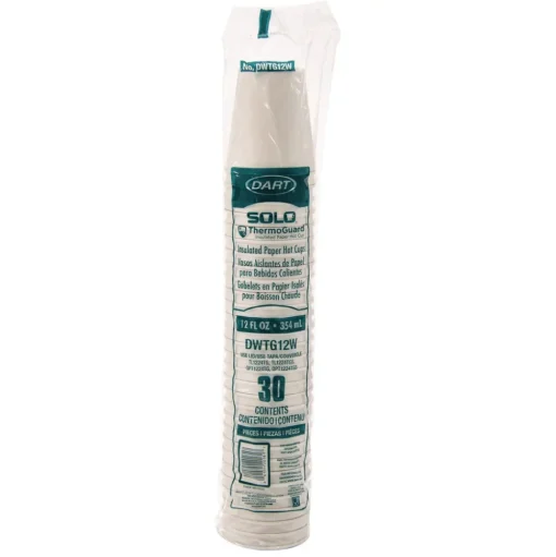 SOLO Thermoguard 12 oz. Sustainable Forest Print Insulated Paper Hot Cups - White (600/Carton)
