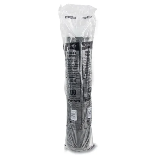 SOLO Traveler Cappuccino Style Dome Lid Fits 10 oz. to 24 oz. Cups - Black (1000/Carton)