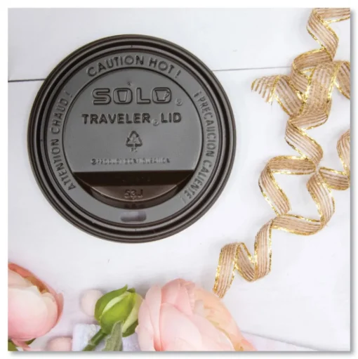 SOLO Traveler Cappuccino Style Dome Lid Fits 10 oz. to 24 oz. Cups - Black (1000/Carton)