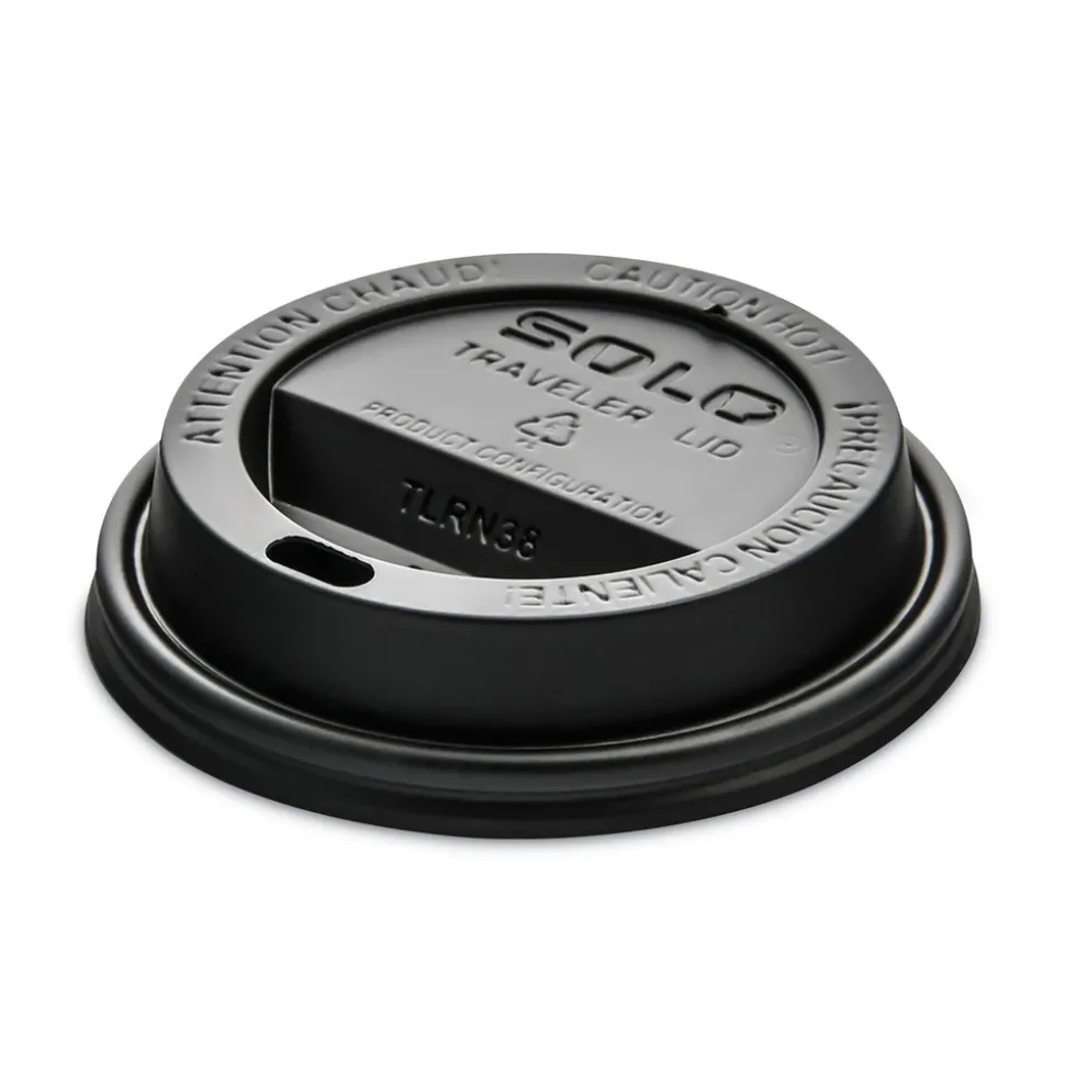 SOLO Traveler Cappuccino Style Dome Lid Fits 8 oz Cups - Black (1000/Carton)