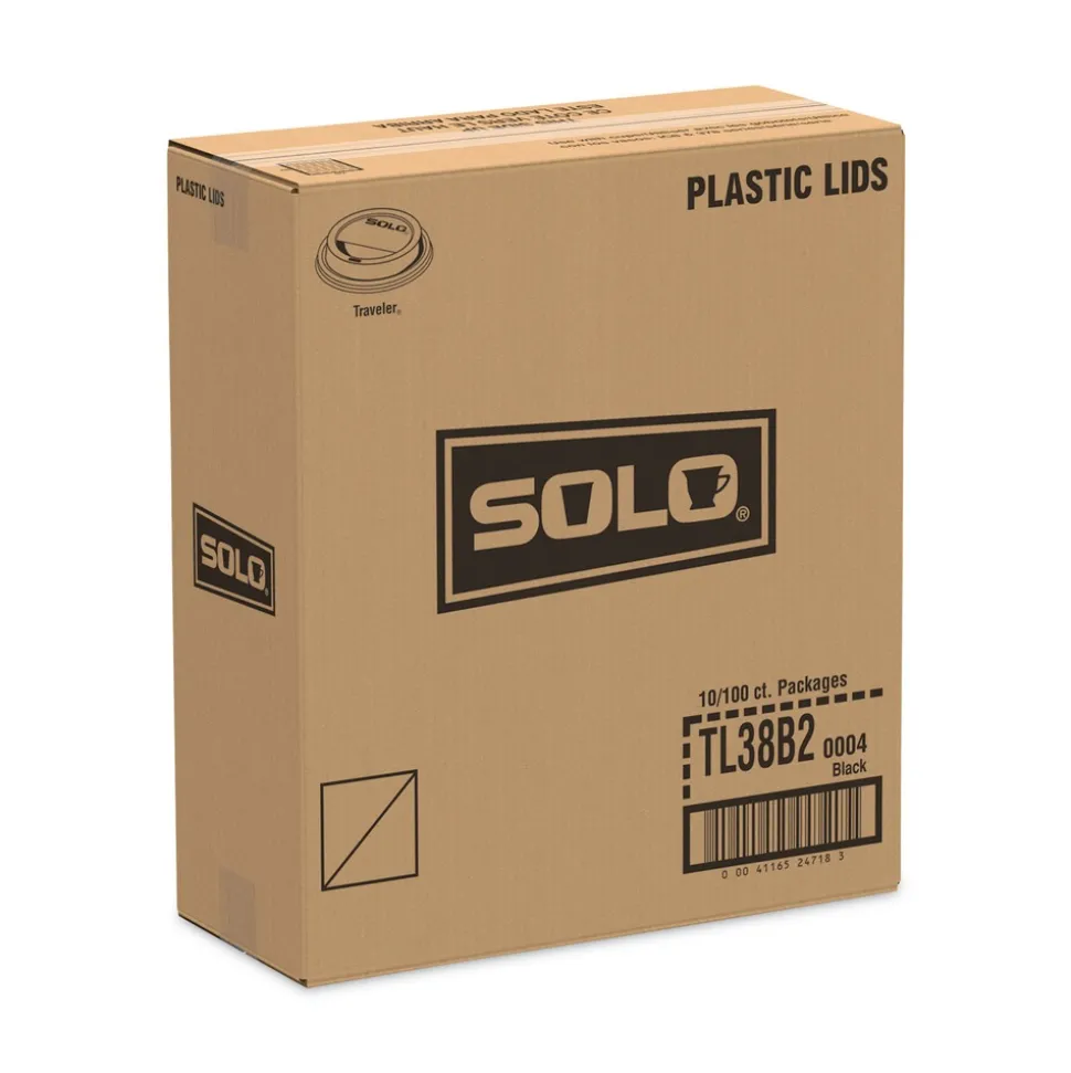 SOLO Traveler Cappuccino Style Dome Lid Fits 8 oz Cups - Black (1000/Carton)