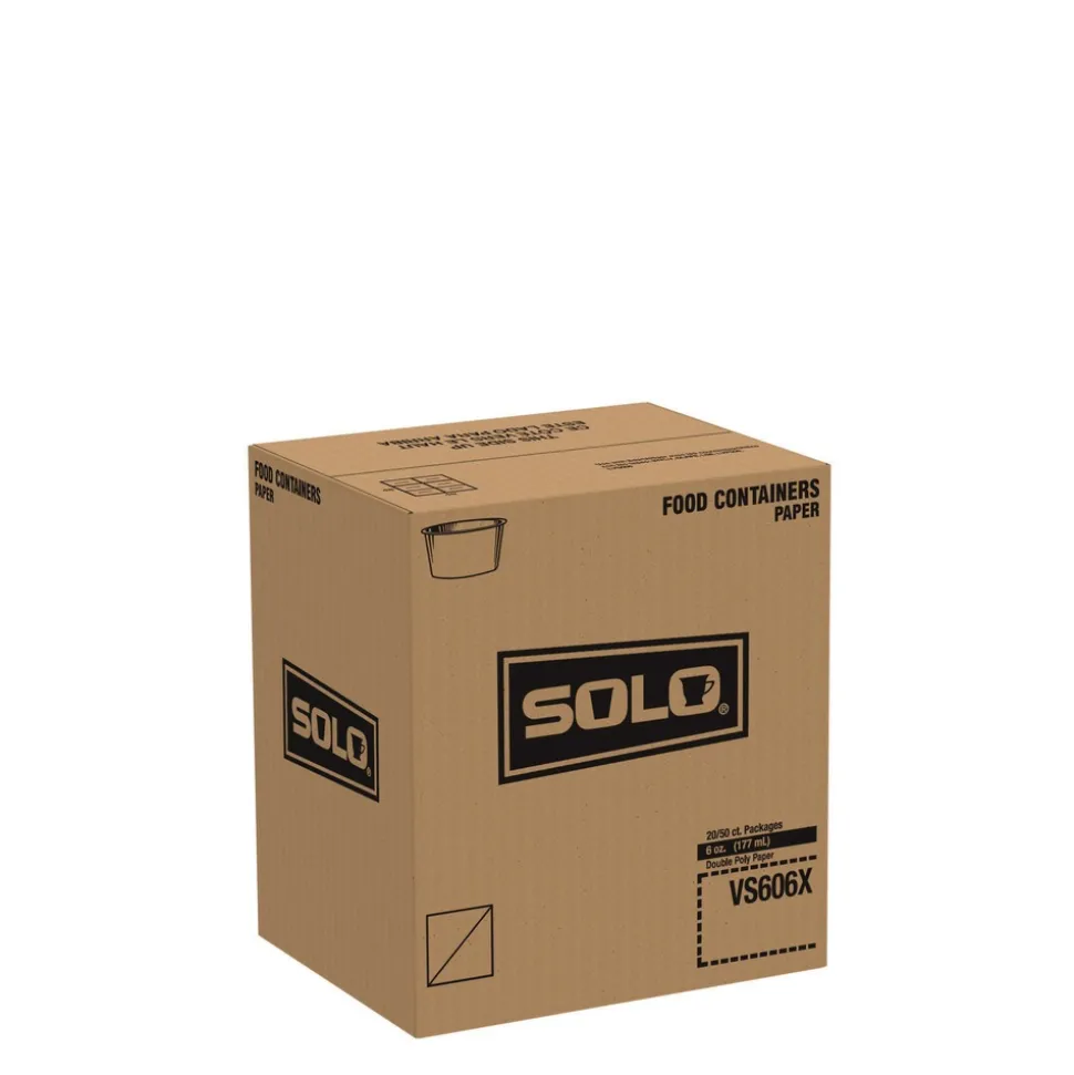 SOLO VS606X-02050 3.83 in. x 1.99 in. 6 oz. Double Poly Paper Food Container - White (1000/Carton)