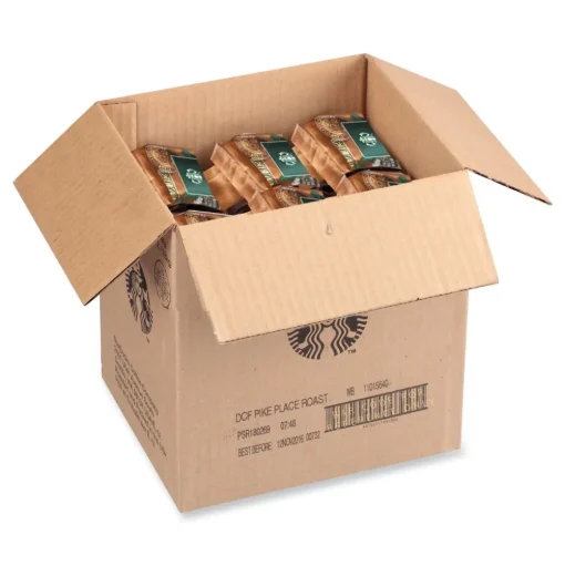 Starbucks SBK12540222CT 1 lbs. Bag Decaffeinated Whole Bean Coffee - Pike Place (6/Carton)