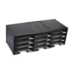 Storex 12 Compartments 10.63 in. x 13.3 in. x 31.4 in. Literature Organizer - Black