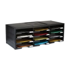Storex 12 Compartments 10.63 in. x 13.3 in. x 31.4 in. Literature Organizer - Black
