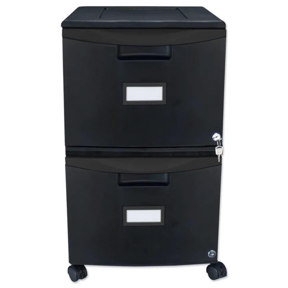 Storex 14.75 in. x 18.25 in. x 26 in. 2 Legal/Letter-Size File Drawers Mobile Filing Cabinet - Black