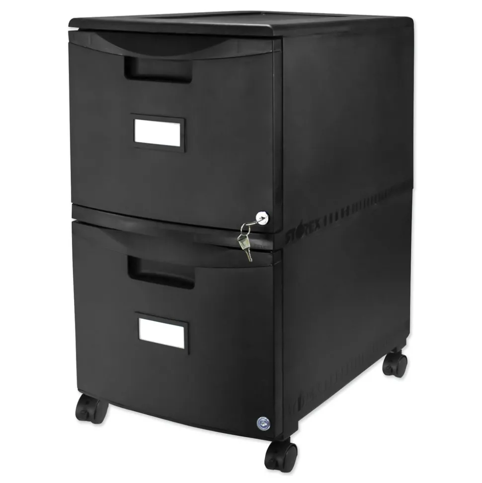 Storex 14.75 in. x 18.25 in. x 26 in. 2 Legal/Letter-Size File Drawers Mobile Filing Cabinet - Black