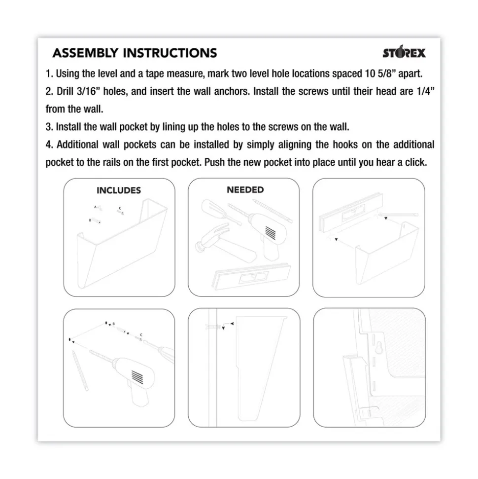 Storex 13 in. x 4 in. x 7 in. Letter Size Wall File - Clear