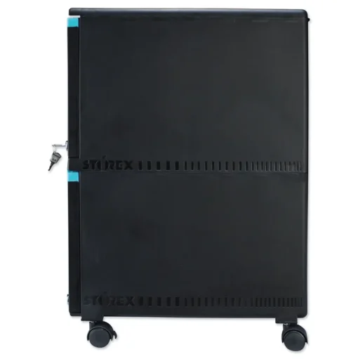 Storex 2 Legal/letter-Size File Drawers 14.75 in. x 18.25 in. x 26 in. Two-Drawer Mobile Filing Cabinet - Black/Teal