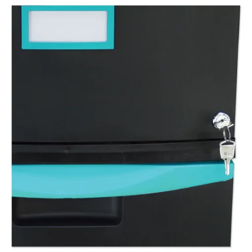Storex 2 Legal/letter-Size File Drawers 14.75 in. x 18.25 in. x 26 in. Two-Drawer Mobile Filing Cabinet - Black/Teal