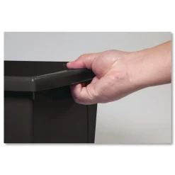 Storex Storage Bin with Lid, 4 gal, 11.25-in x 11.25-in x 7.87-in, Black, 6/Pack