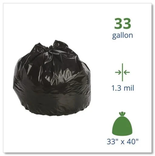 Stout by Envision 33 in. x 40 in. 1.3 mil. 33 Gallon Total Recycled Content Plastic Trash Bags - Brown/ Black (100/Carton)