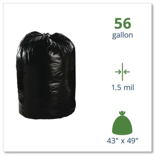 Stout by Envision 43 in. x 49 in. 56-Gallon 1.5 mil. Total Recycled Content Plastic Trash Bags - Black/Brown (100/Carton)