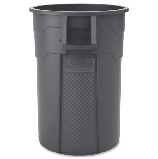 Suncast Commercial Injection Molded Utility Trash Can, 44 gal, Plastic/Resin, Gray