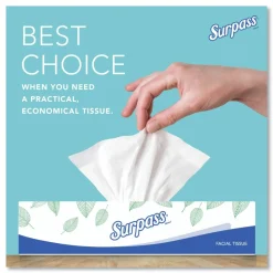 Surpass 21340 2-Ply Flat Box Facial Tissue for Business - White (100 Sheets/Box, 30 Boxes/Carton)