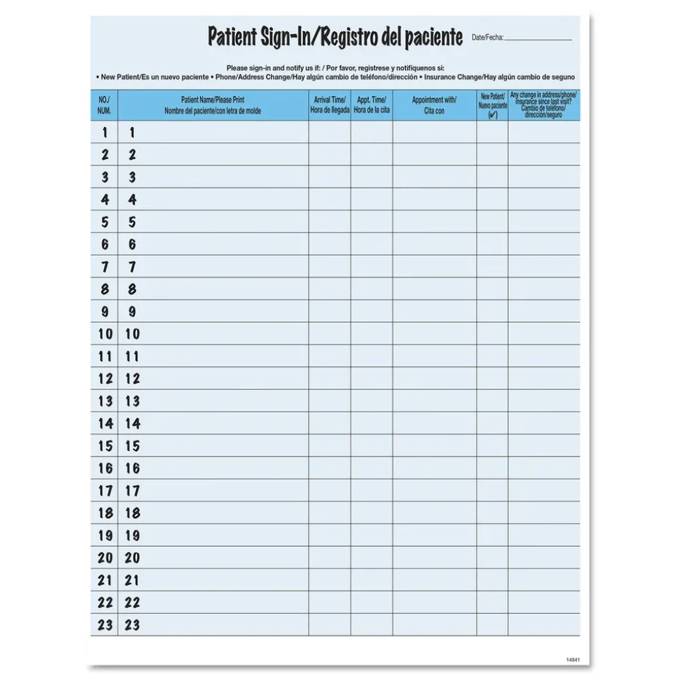 Tabbies 8.5 in. x 11 in. Patient Sign-In HIPAA Labels - Blue (125/Pack)