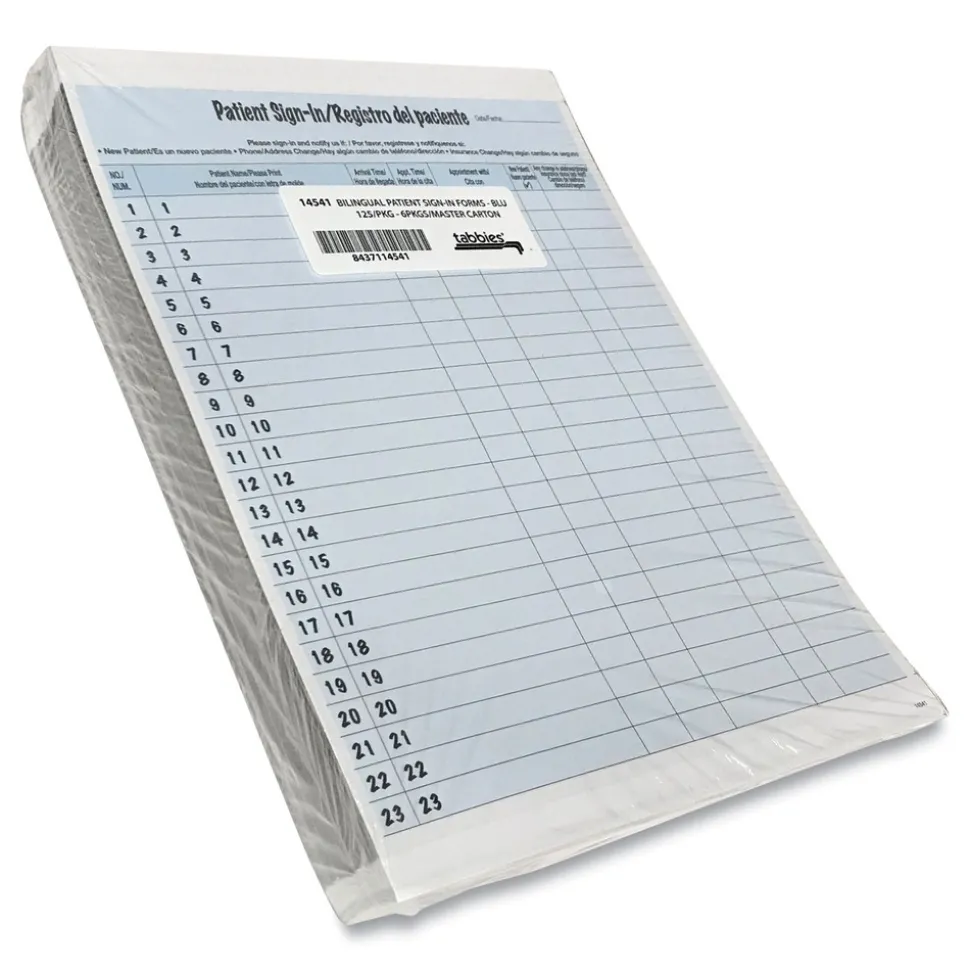Tabbies 8.5 in. x 11 in. Patient Sign-In HIPAA Labels - Blue (125/Pack)