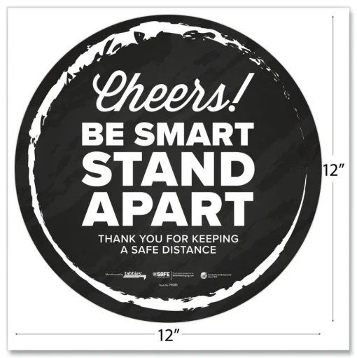 Tabbies BeSafe Messaging 12 in. Floor Decals - Black/White (60/Carton)