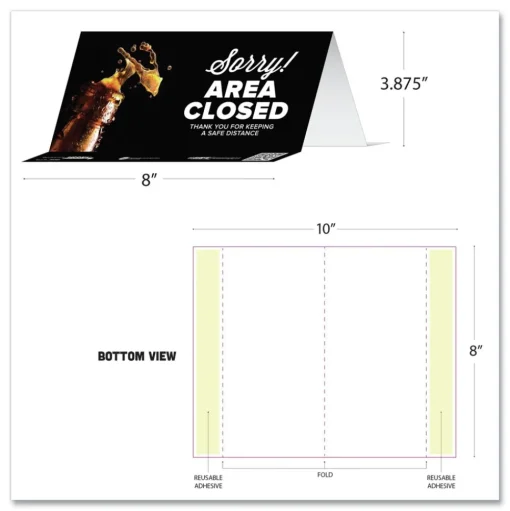 Tabbies BeSafe Messaging 8 in. x 3.87 in. Table Top Tent Card - Black (10/Pack)