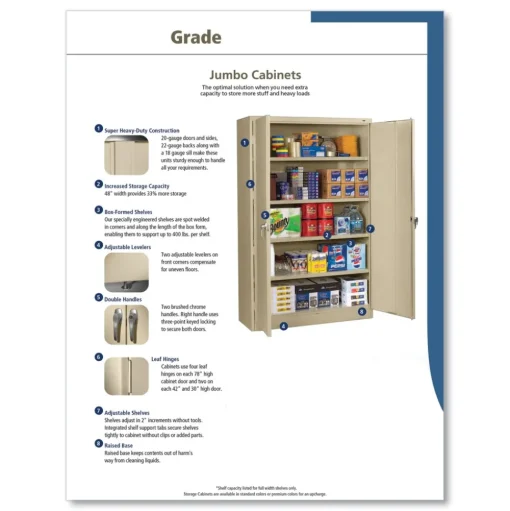 Tennsco 48 in. x 24 in. x 78 in. Assembled Jumbo Combination Steel Storage Cabinet - Light Gray