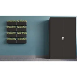 Tennsco 48 in. x 24 in. x 78 in. Jumbo Combination Steel Storage Cabinet - Black