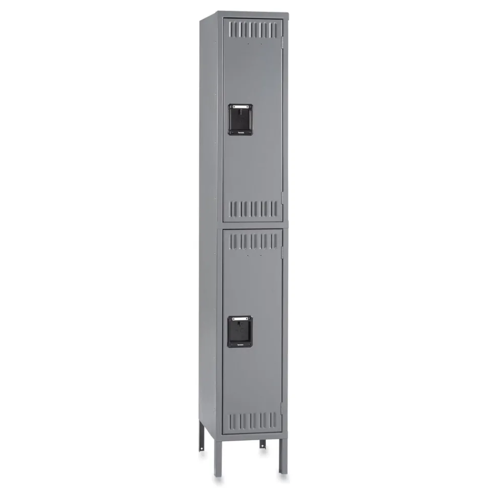 Tennsco 12 in. x 18 in. x 78 in. Single Stack Double Tier Locker with Legs - Medium Gray