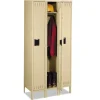 Tennsco Single-Tier Locker with Legs Three Lockers with Hat Shelves and Coat Rods 36w x 18d x 78h Sand