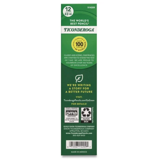Ticonderoga 2.6 mm 2B (#2) Erasable Colored Pencils - Blue Lead/Blue Barrel (12/Pack)