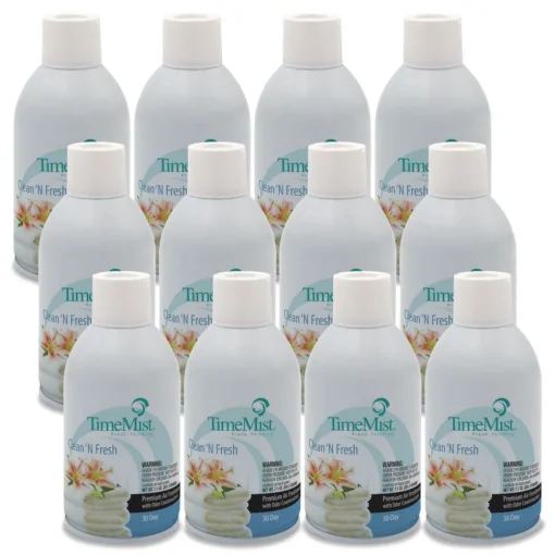 TimeMist 6.6 oz. Aerosol Spray Premium Metered Air Freshener Refill - Clean N Fresh (12/Carton)