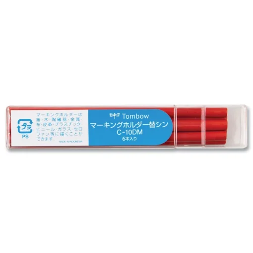 Tombow 4.4 millimeter Mechanical Wax-Based Marking Pencil Refills - Red (10/Box)