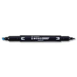 Tombow Mono Chisel/Bullet Tip Highlighters - Skyblue Barrel/Skyblue Ink (10/Box)