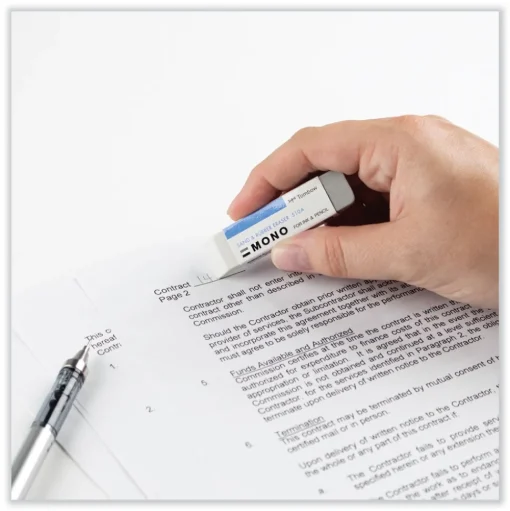 Tombow Mono Rectangular Block Sand and Rubber Eraser for Pencil/Ink Marks - White/Medium
