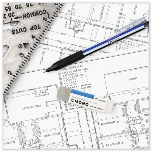 Tombow Mono Rectangular Block Sand and Rubber Eraser for Pencil/Ink Marks - White/Medium