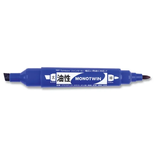 Tombow Mono Twin Fine/Broad Tips Bold Permanent Marker - Blue (10/Box)