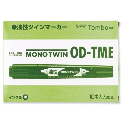 Tombow Mono Twin Fine/Broad Tips Bold Permanent Marker - Black (10/Box)