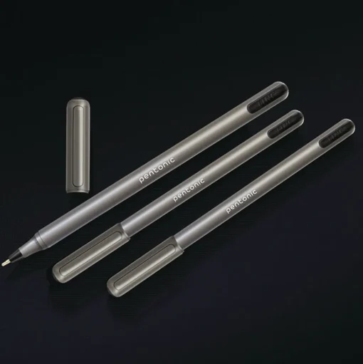 TOPS PENTONIC Medium 1 millimeter Stick Ballpoint Pen - Black Ink/Charcoal Gray Barrel (25/Pack)