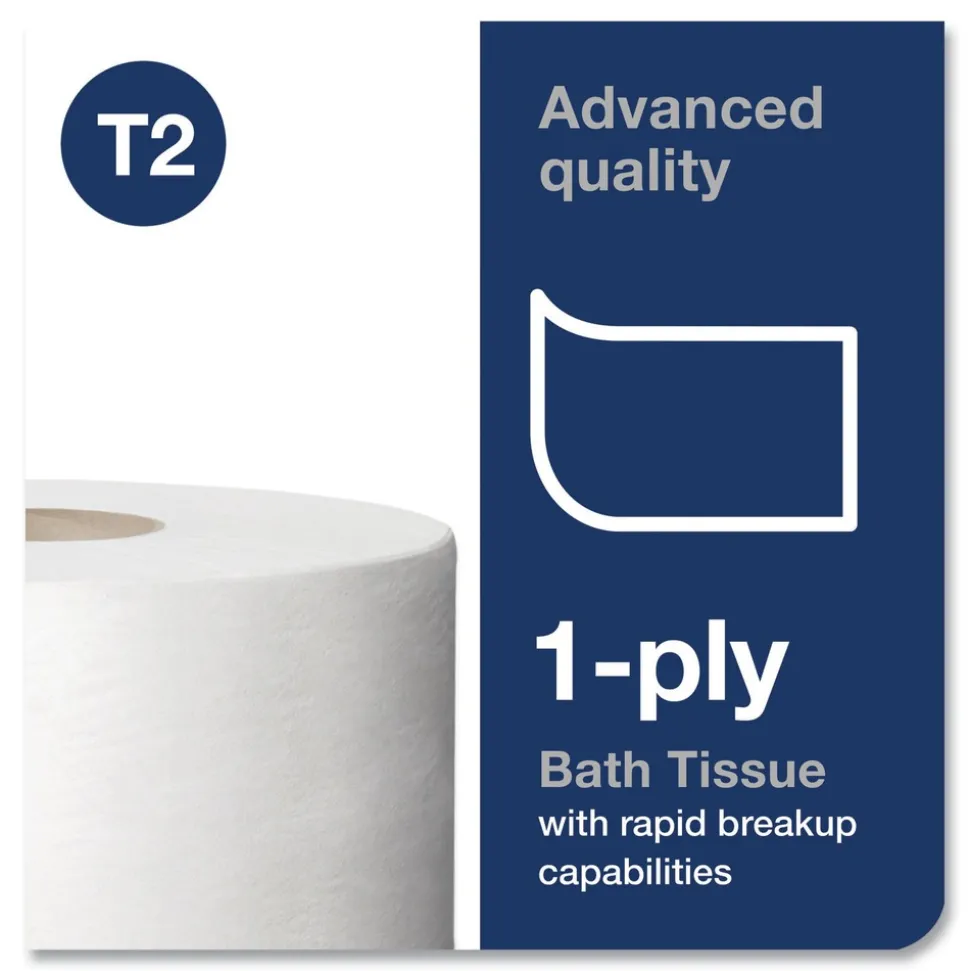 Tork 12013903 3.48 in. x 1200 ft. Septic Safe 1-Ply Advanced Bath Tissue - Jumbo, White (12/Carton)