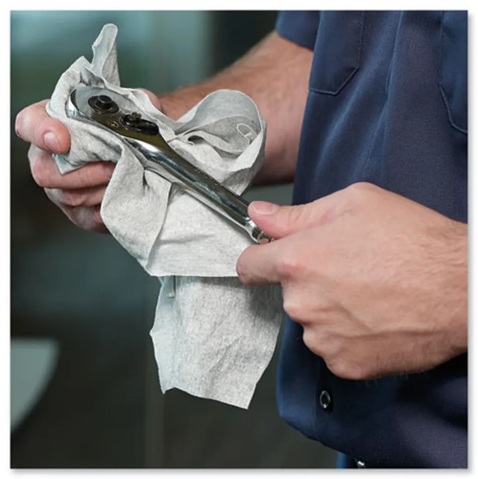 Tork 520337 12.6 in. x 10 in. 1-Ply Industrial Cleaning Cloths - Gray (500 Wipes/Roll, 1 Roll/Carton)