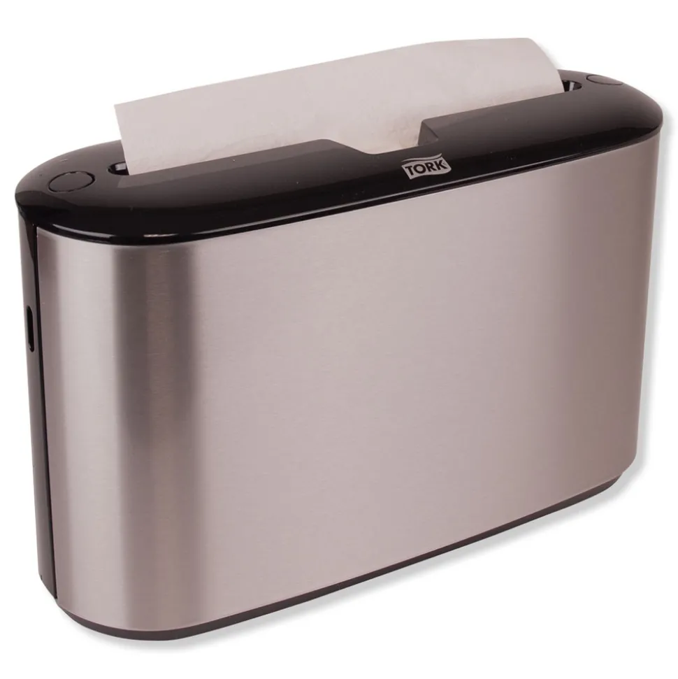 Tork 302030 12.68 in. x 4.56 in. x 7.92 in. Xpress Countertop Towel Dispenser - Stainless Steel/Black