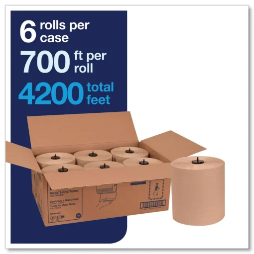 Tork 7.7 in. x 700 ft. Matic Hardwound Roll Towel - Natural (6/Carton)