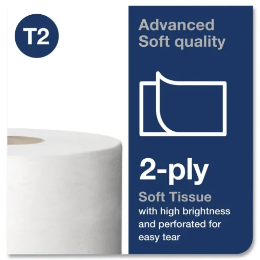 Tork 3.48 in. x 751 ft. Septic Safe, 2-Ply Advanced Jumbo Bath Tissue - White (12 Rolls/Carton)