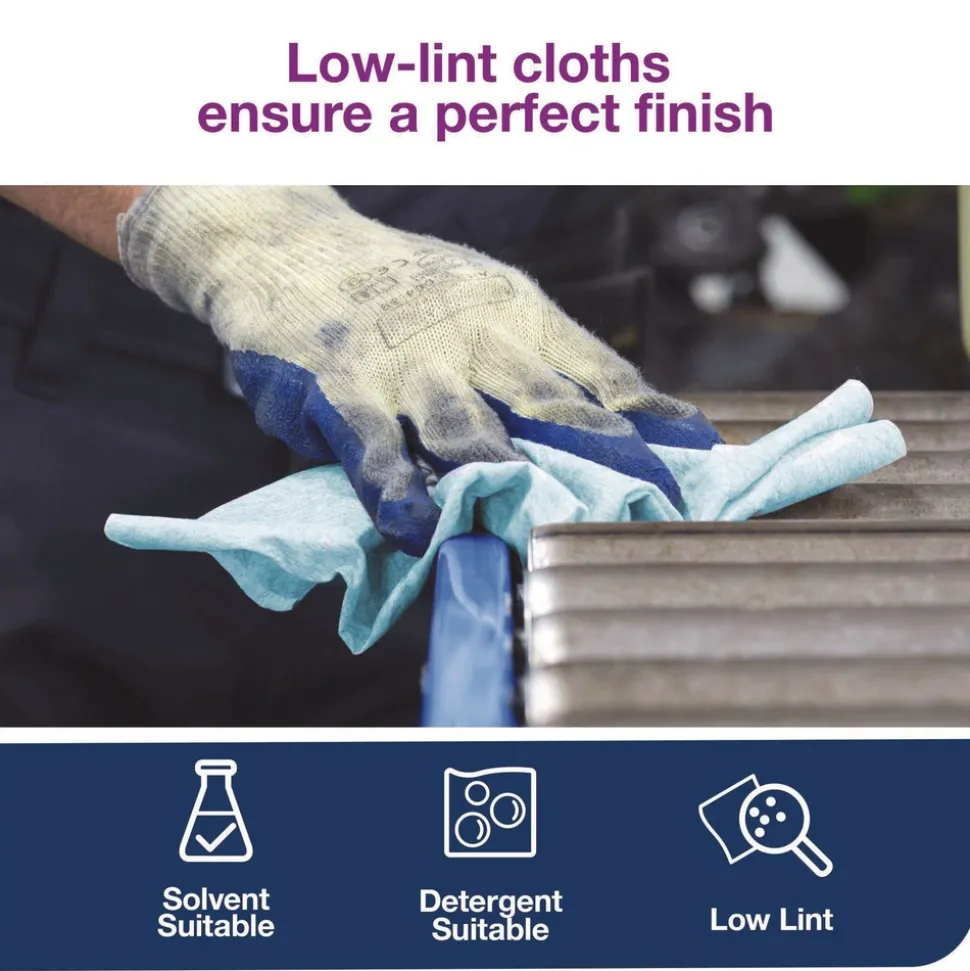 Tork 12 in. x 12 in. 1-Ply Low-Lint Cleaning Cloth - Blue (250/Carton)