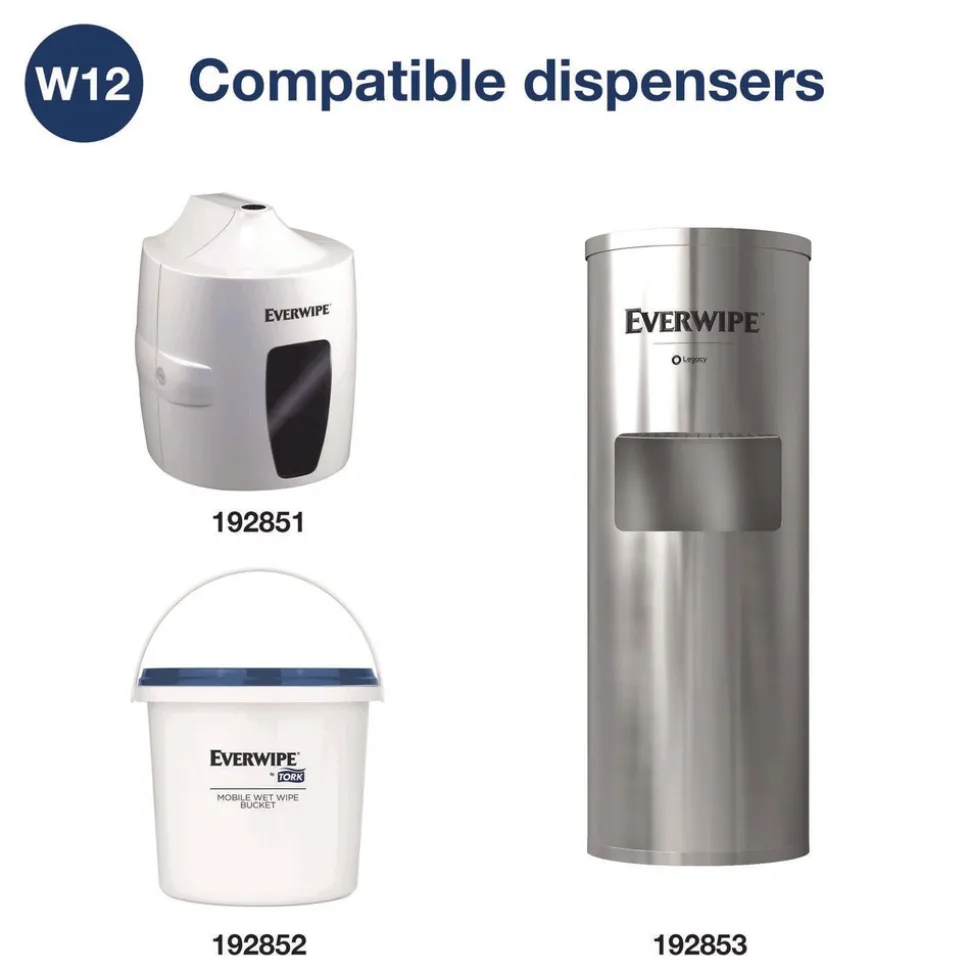 Tork 8 in. x 6 in. 1-Ply Light-Duty Surface Cleaning Wet Wipe - Unscented, White (2 Rolls/Carton)